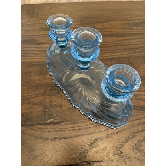 CandleStick Holder - Blue Oval Caprice - 3-Lite Cambridge Caprice - Picture 10 of 10